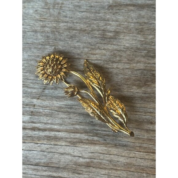 BMCO MMA Sunflower Sterling Silver Brooch Pin 3" Long Vintage Jewelry - Picture 2 of 7